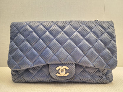 Chanel Black Jumbo Lambskin Perforated Flap (SHW)