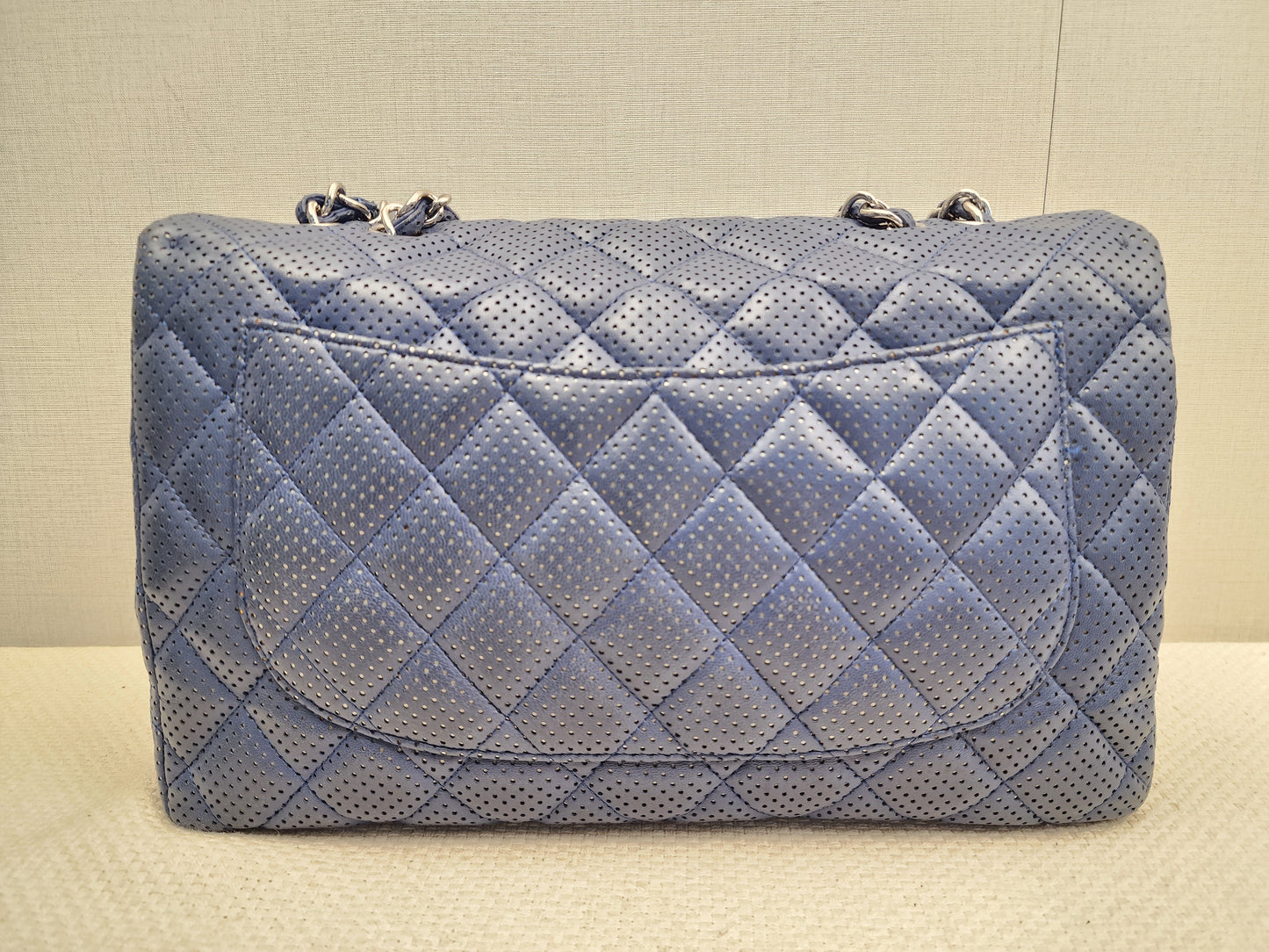 Chanel Black Jumbo Lambskin Perforated Flap (SHW)