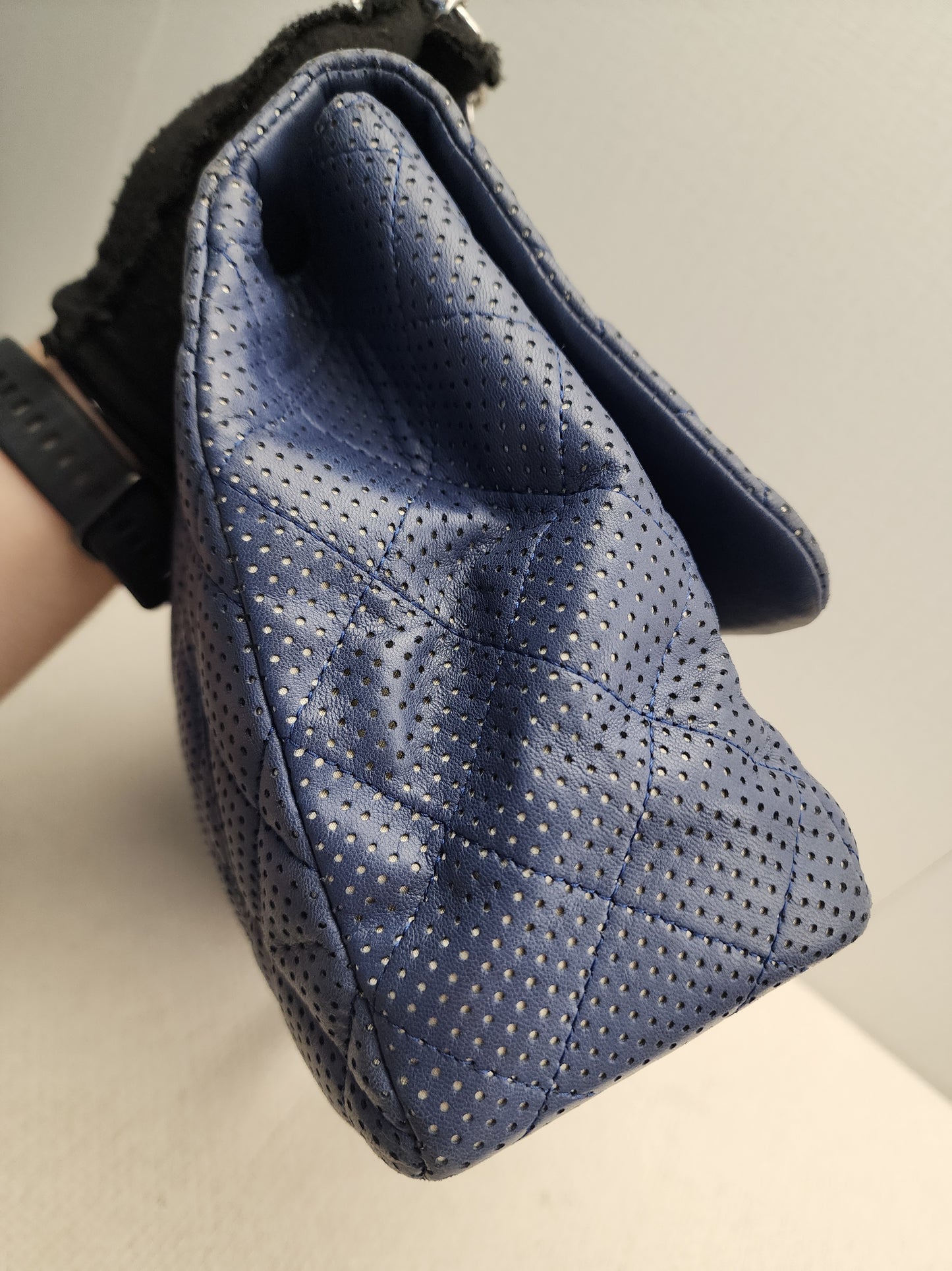 Chanel Black Jumbo Lambskin Perforated Flap (SHW)