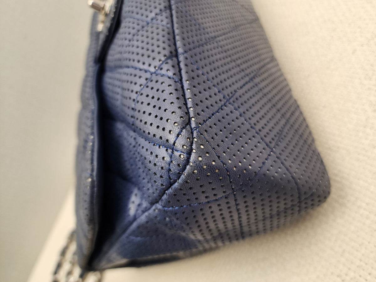 Chanel Black Jumbo Lambskin Perforated Flap (SHW)