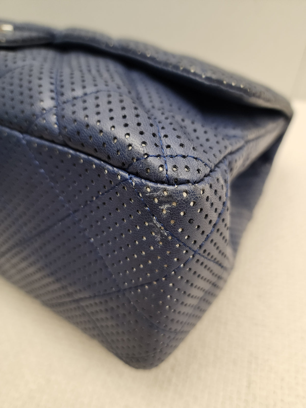 Chanel Black Jumbo Lambskin Perforated Flap (SHW)