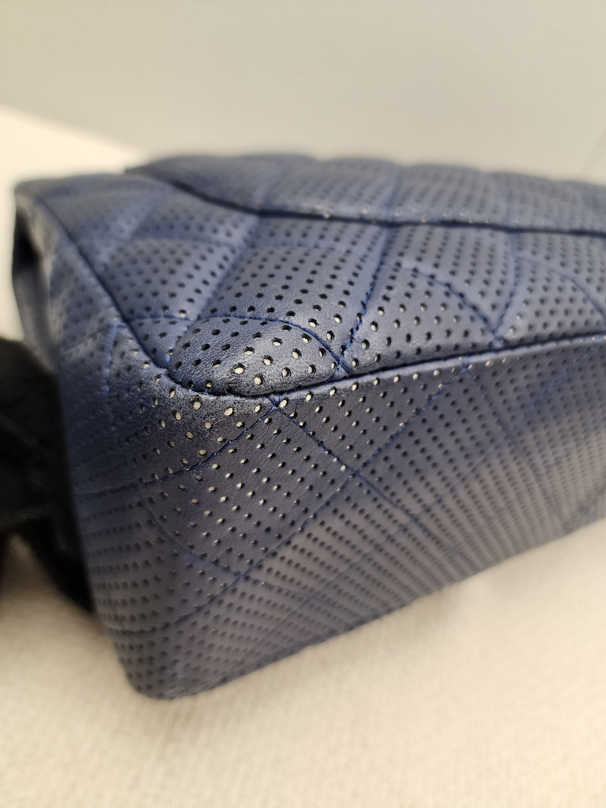 Chanel Black Jumbo Lambskin Perforated Flap (SHW)
