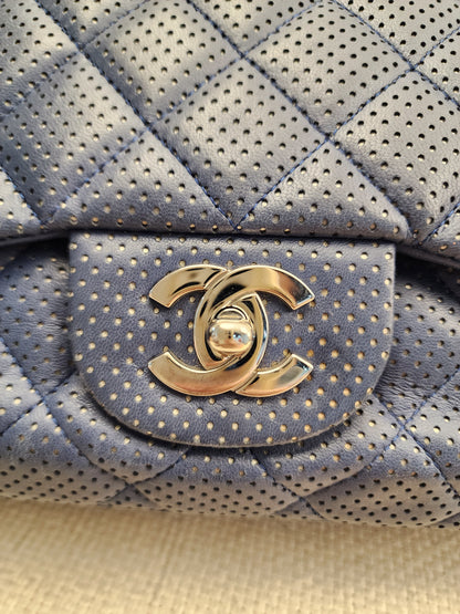 Chanel Black Jumbo Lambskin Perforated Flap (SHW)