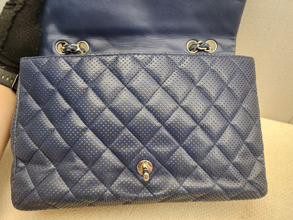 Chanel Black Jumbo Lambskin Perforated Flap (SHW)