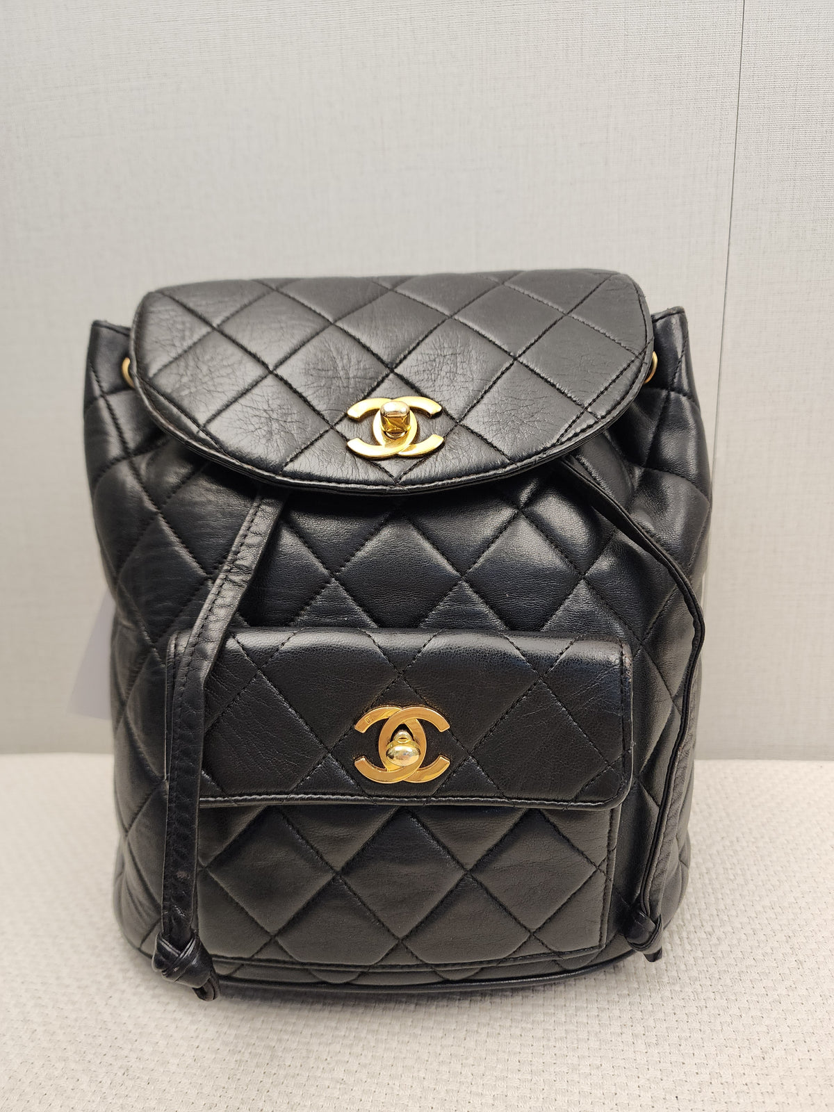 Chanel Vintage Black Lambskin Duma Backpack