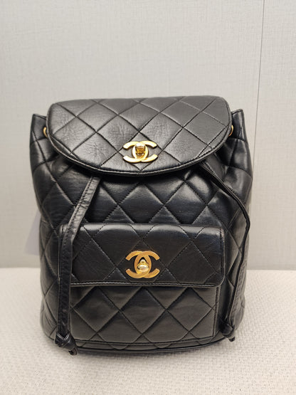 Chanel Vintage Black Lambskin Duma Backpack