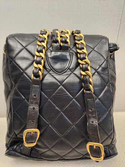Chanel Vintage Black Lambskin Duma Backpack
