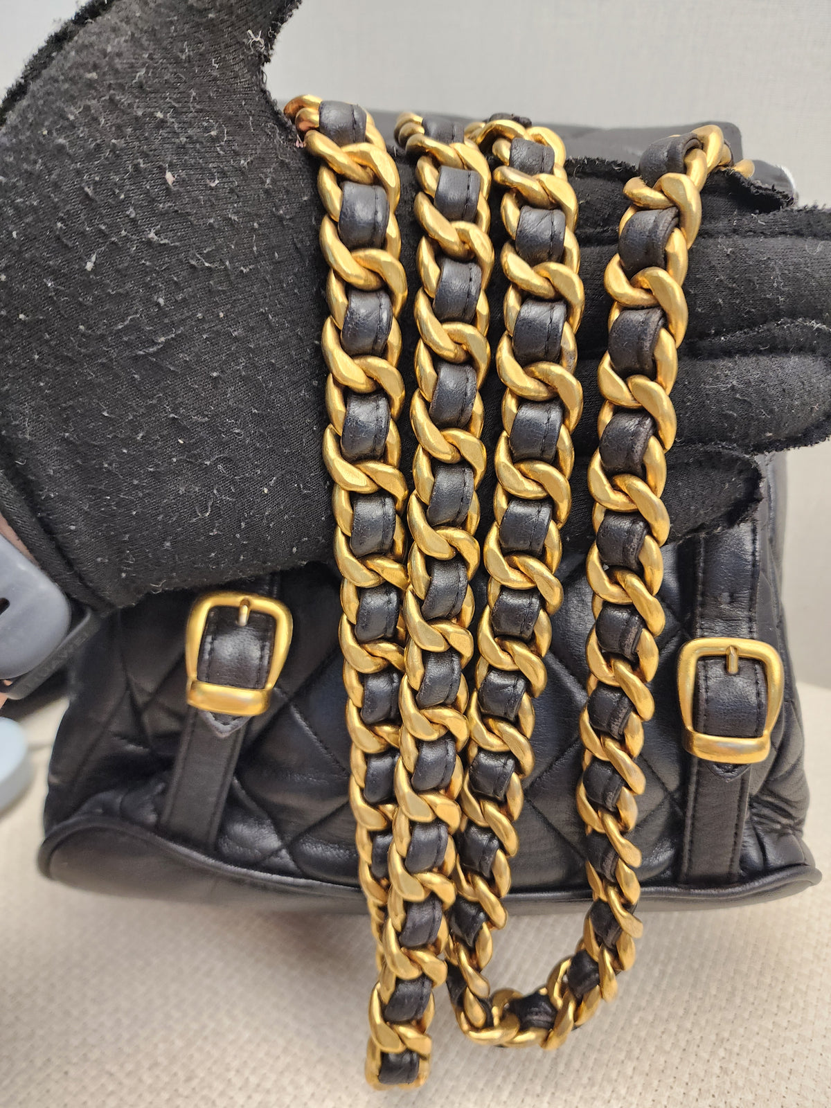 Chanel Vintage Black Lambskin Duma Backpack