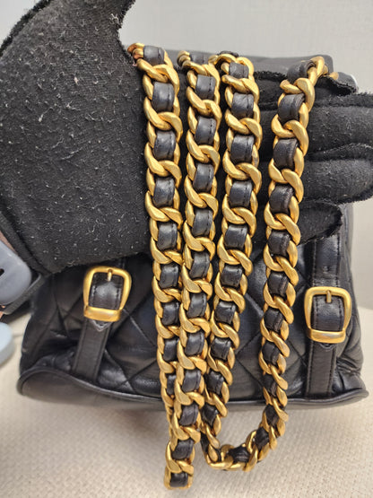 Chanel Vintage Black Lambskin Duma Backpack