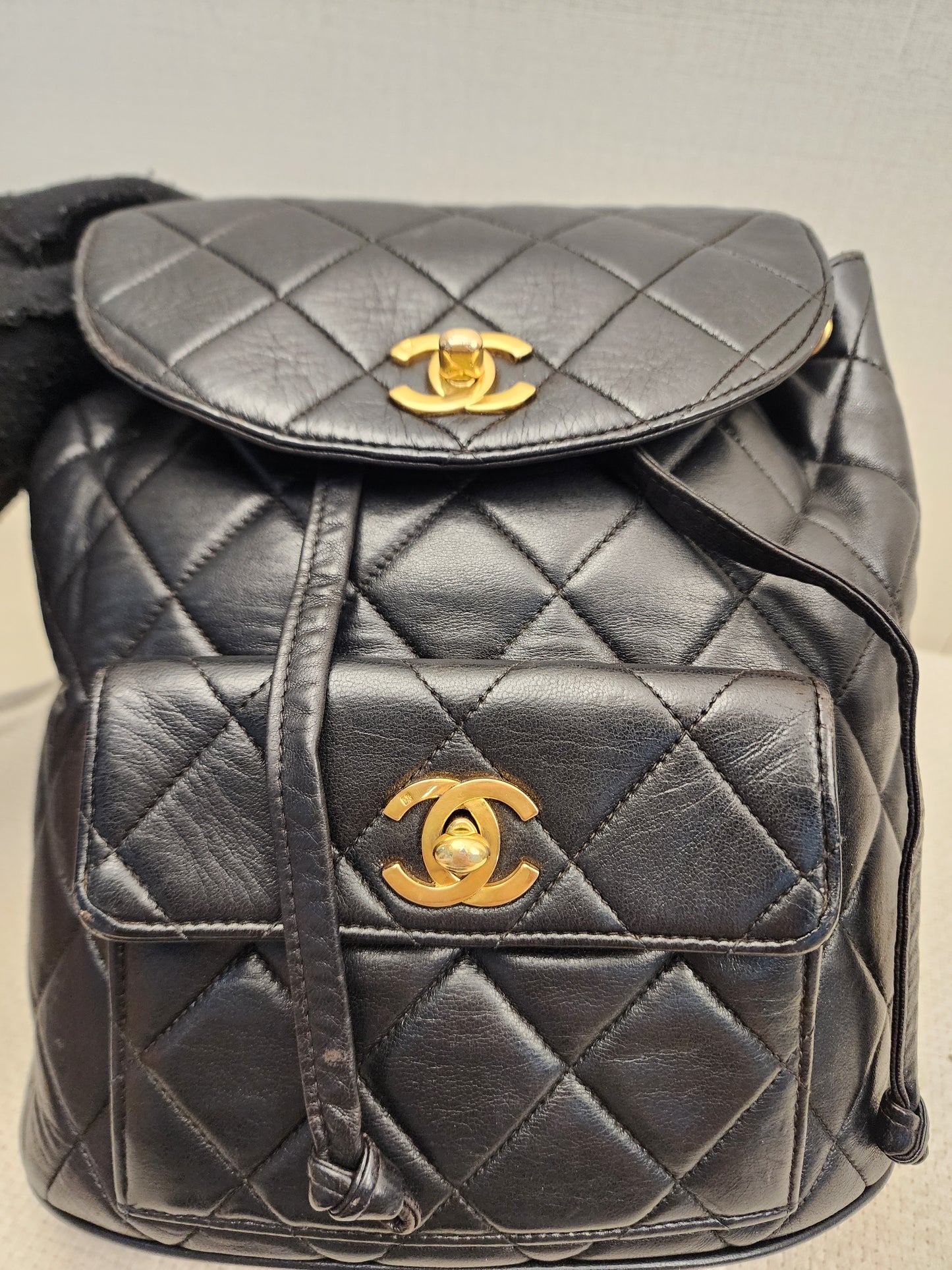 Chanel Vintage Black Lambskin Duma Backpack