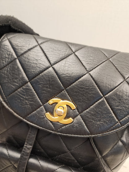 Chanel Vintage Black Lambskin Duma Backpack