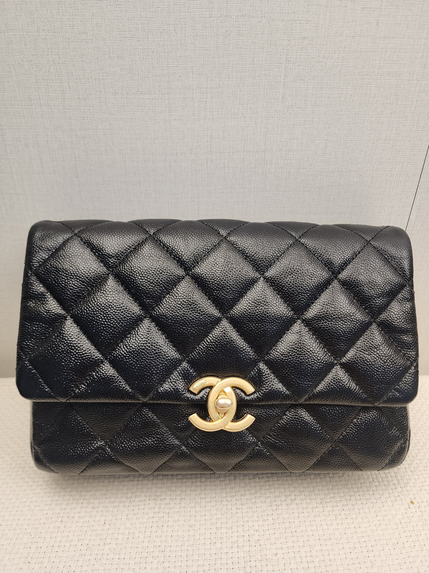 Chanel Black Shiny Caviar Quilted Melody Flap (GHW)