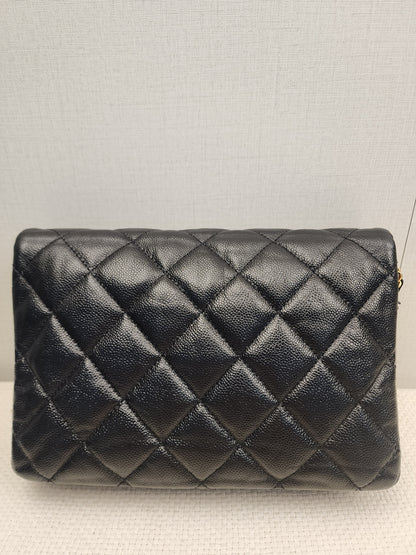 Chanel Black Shiny Caviar Quilted Melody Flap (GHW)