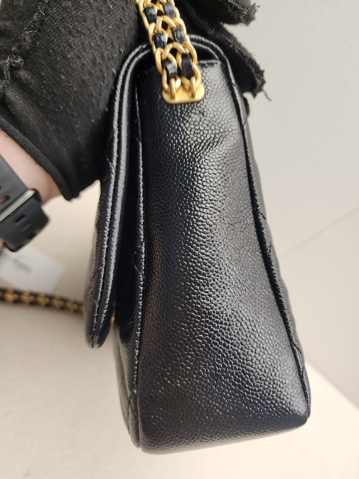 Chanel Black Shiny Caviar Quilted Melody Flap (GHW)