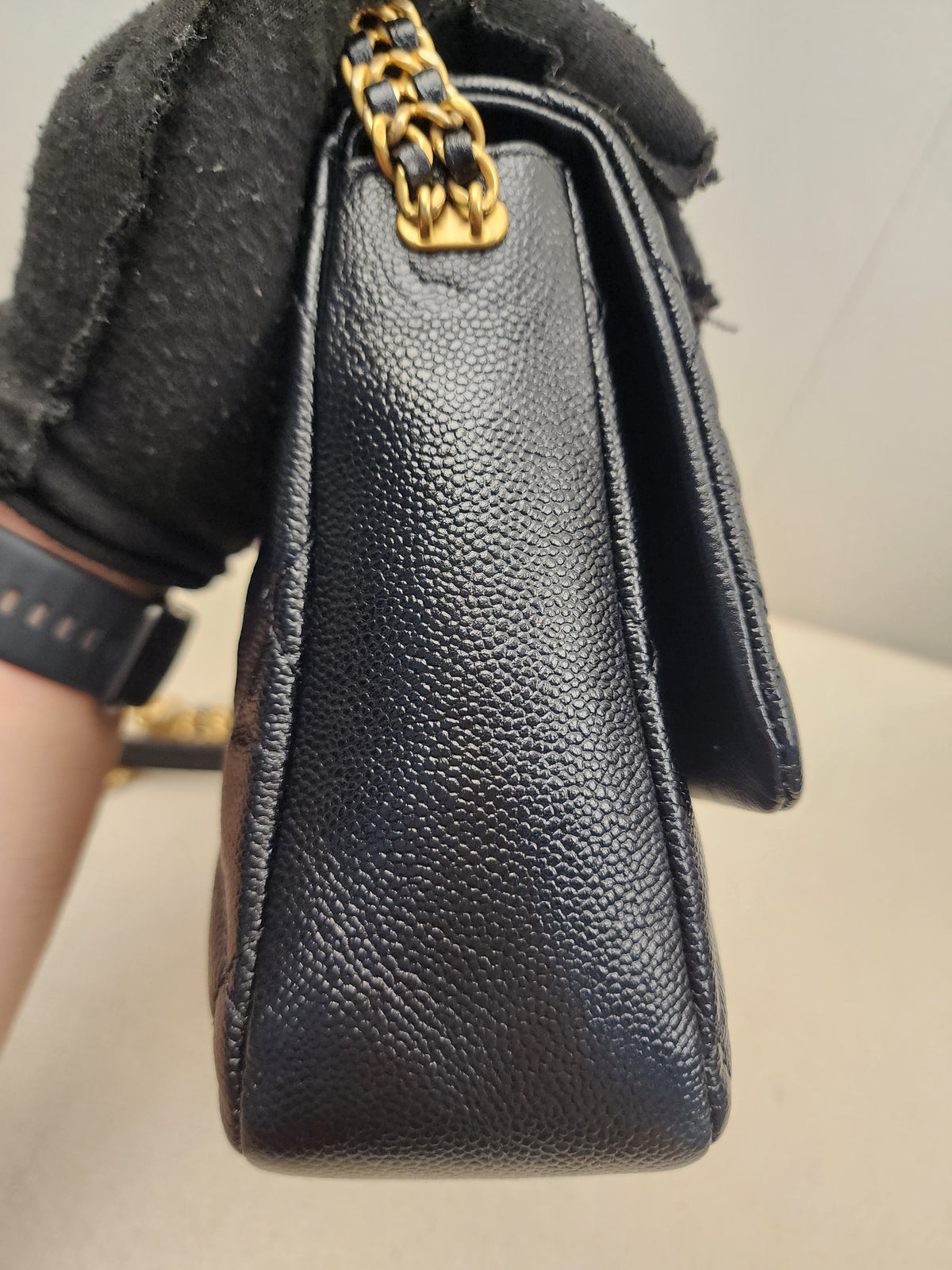 Chanel Black Shiny Caviar Quilted Melody Flap (GHW)