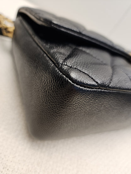 Chanel Black Shiny Caviar Quilted Melody Flap (GHW)