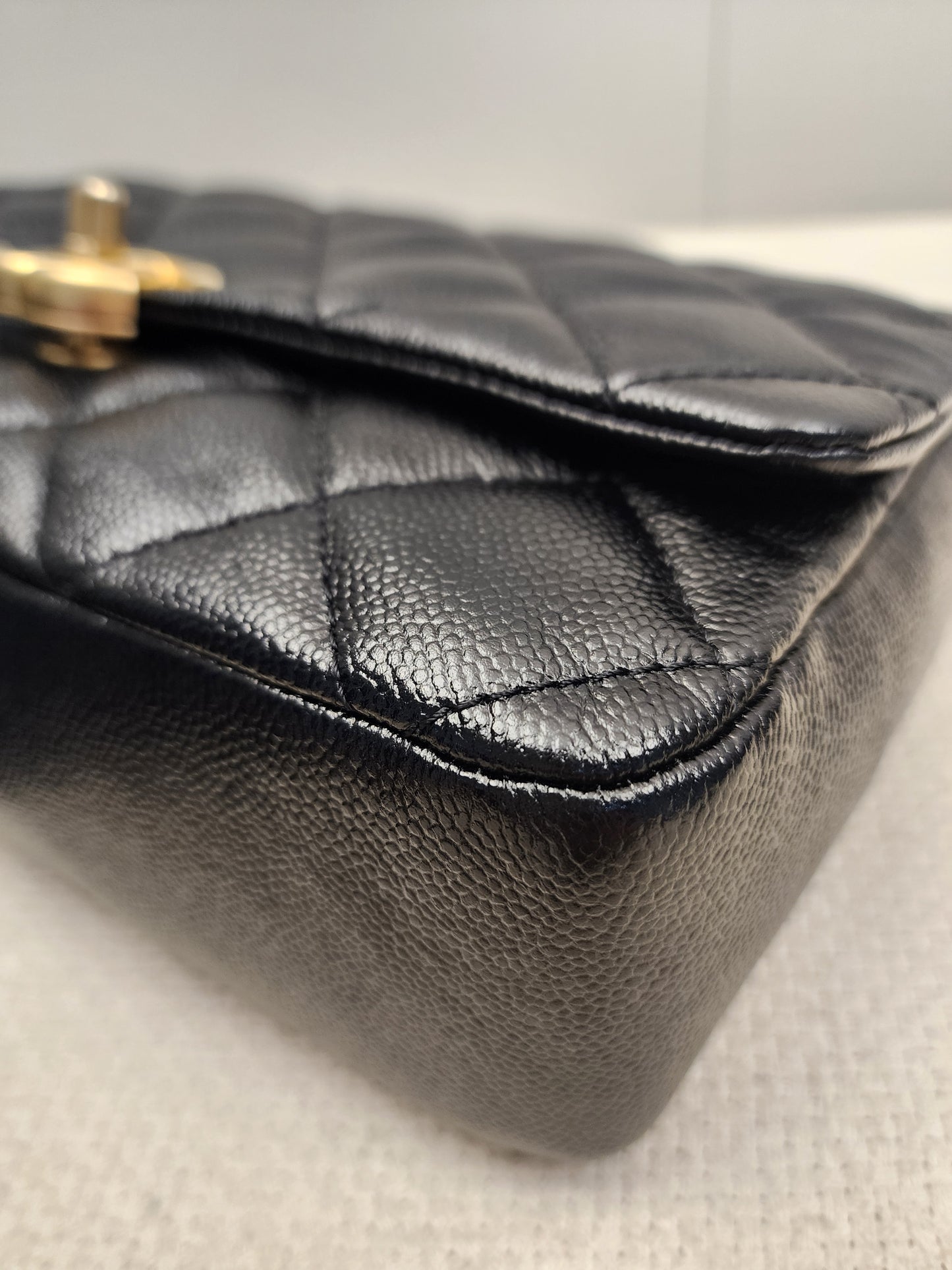Chanel Black Shiny Caviar Quilted Melody Flap (GHW)