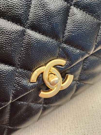 Chanel Black Shiny Caviar Quilted Melody Flap (GHW)