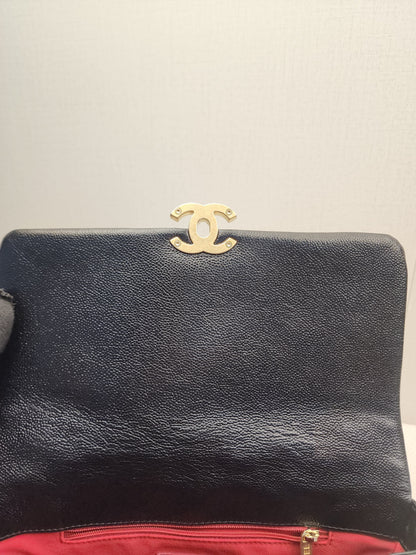 Chanel Black Shiny Caviar Quilted Melody Flap (GHW)