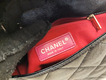 Chanel Black Shiny Caviar Quilted Melody Flap (GHW)