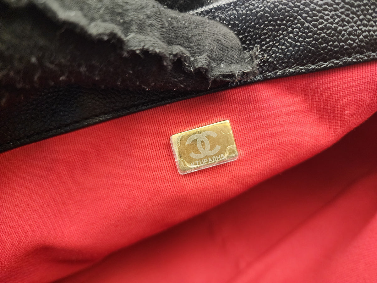 Chanel Black Shiny Caviar Quilted Melody Flap (GHW)