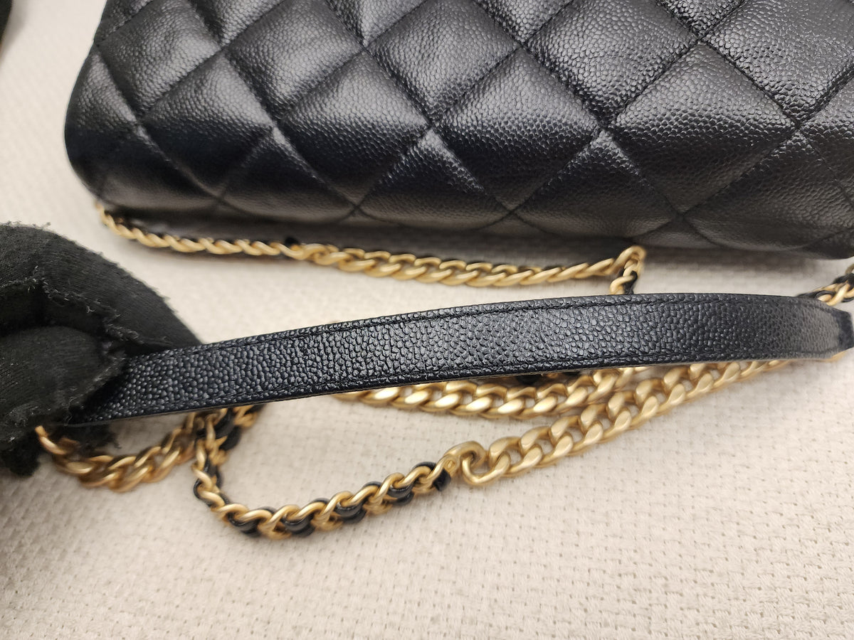 Chanel Black Shiny Caviar Quilted Melody Flap (GHW)