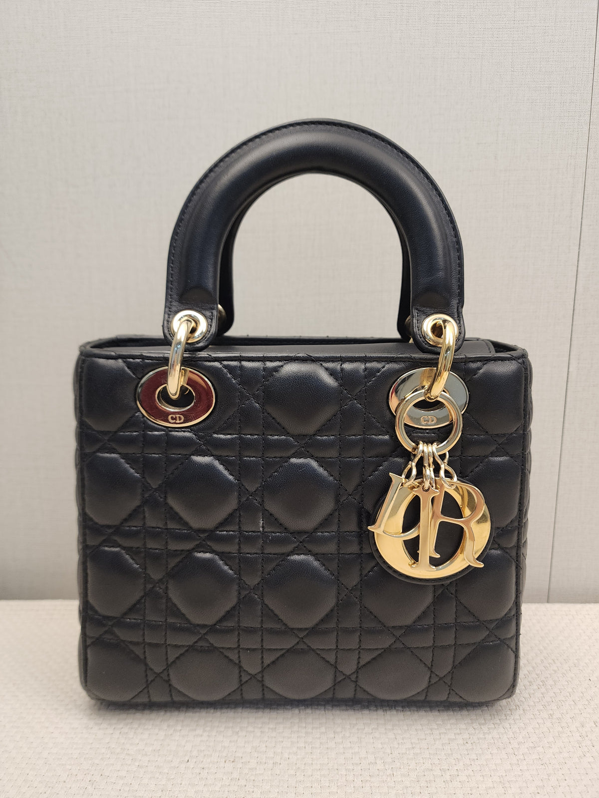 Dior Black Lambskin Small Lady Dior (GHW)