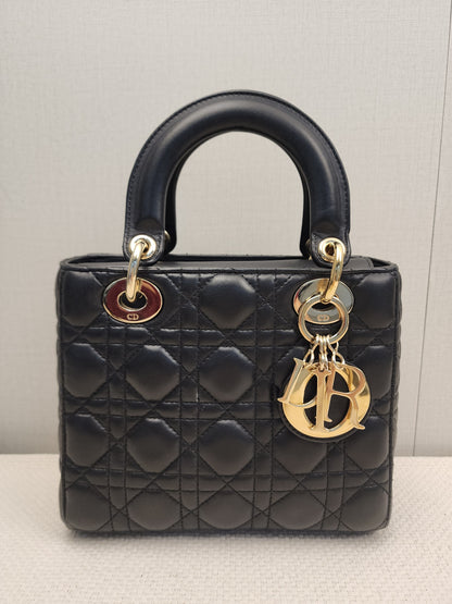 Dior Black Lambskin Small Lady Dior (GHW)