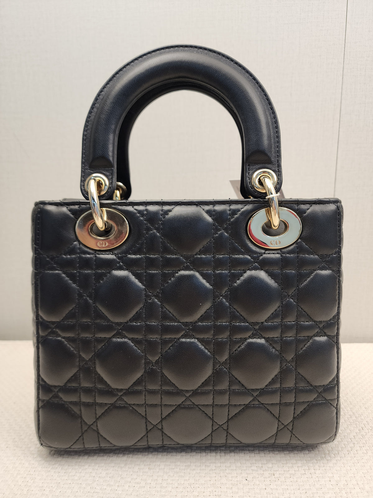 Dior Black Lambskin Small Lady Dior (GHW)