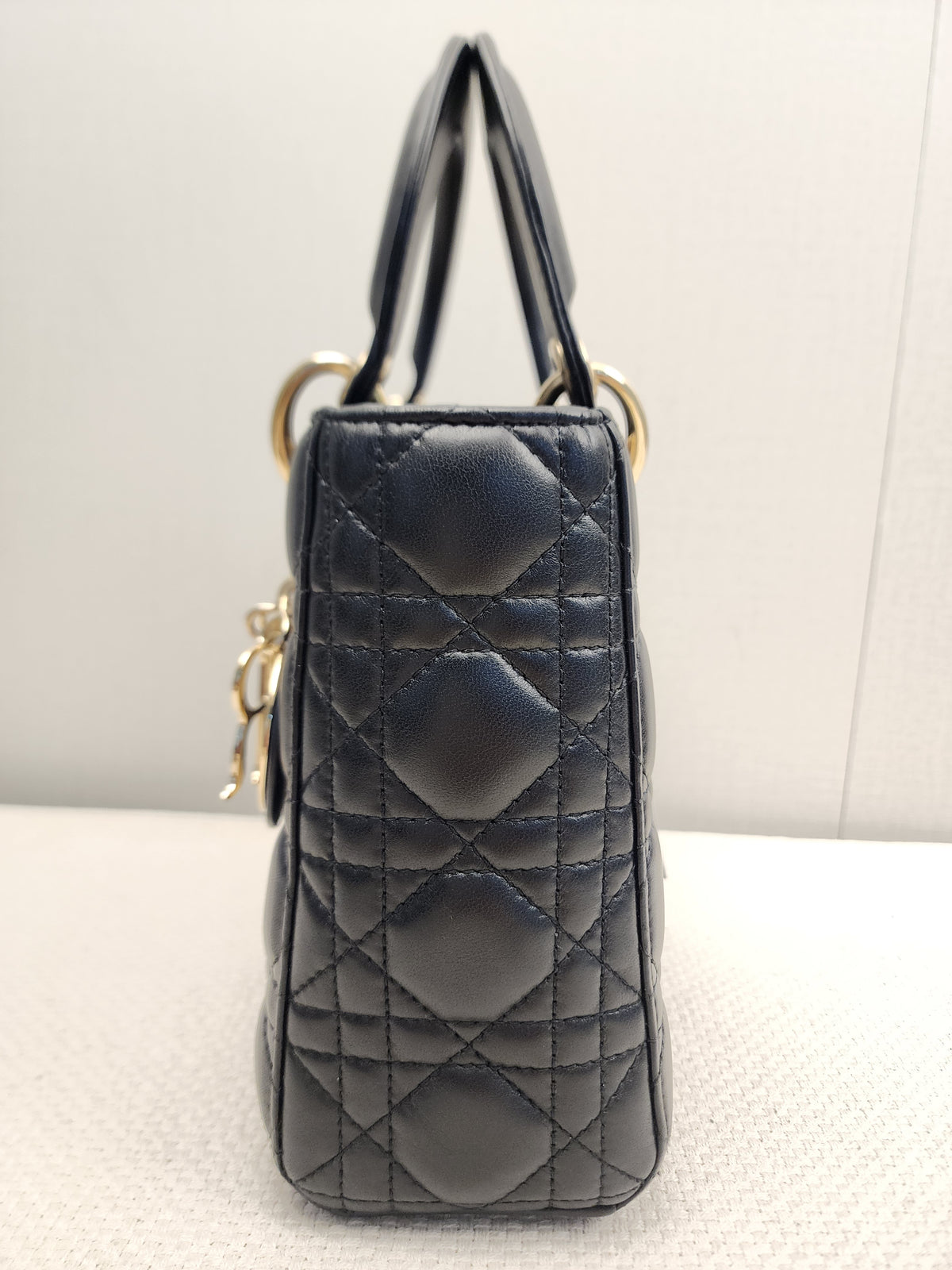 Dior Black Lambskin Small Lady Dior (GHW)