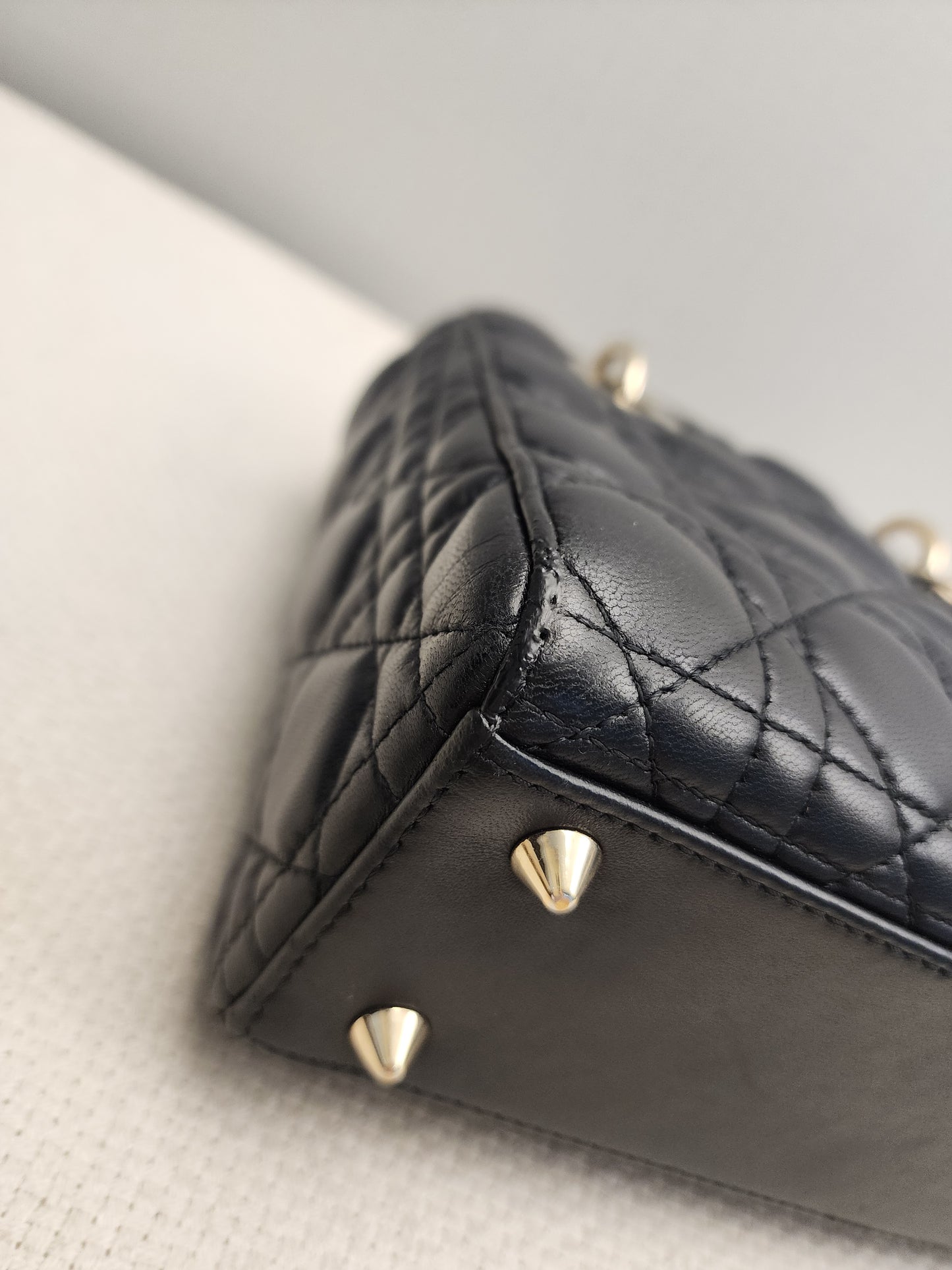 Dior Black Lambskin Small Lady Dior (GHW)