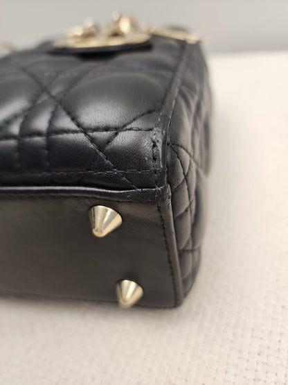 Dior Black Lambskin Small Lady Dior (GHW)