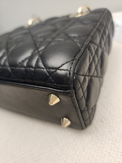 Dior Black Lambskin Small Lady Dior (GHW)