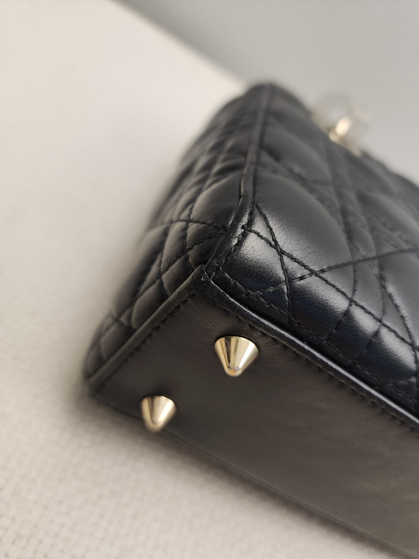 Dior Black Lambskin Small Lady Dior (GHW)