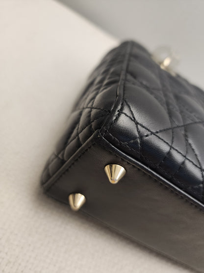 Dior Black Lambskin Small Lady Dior (GHW)