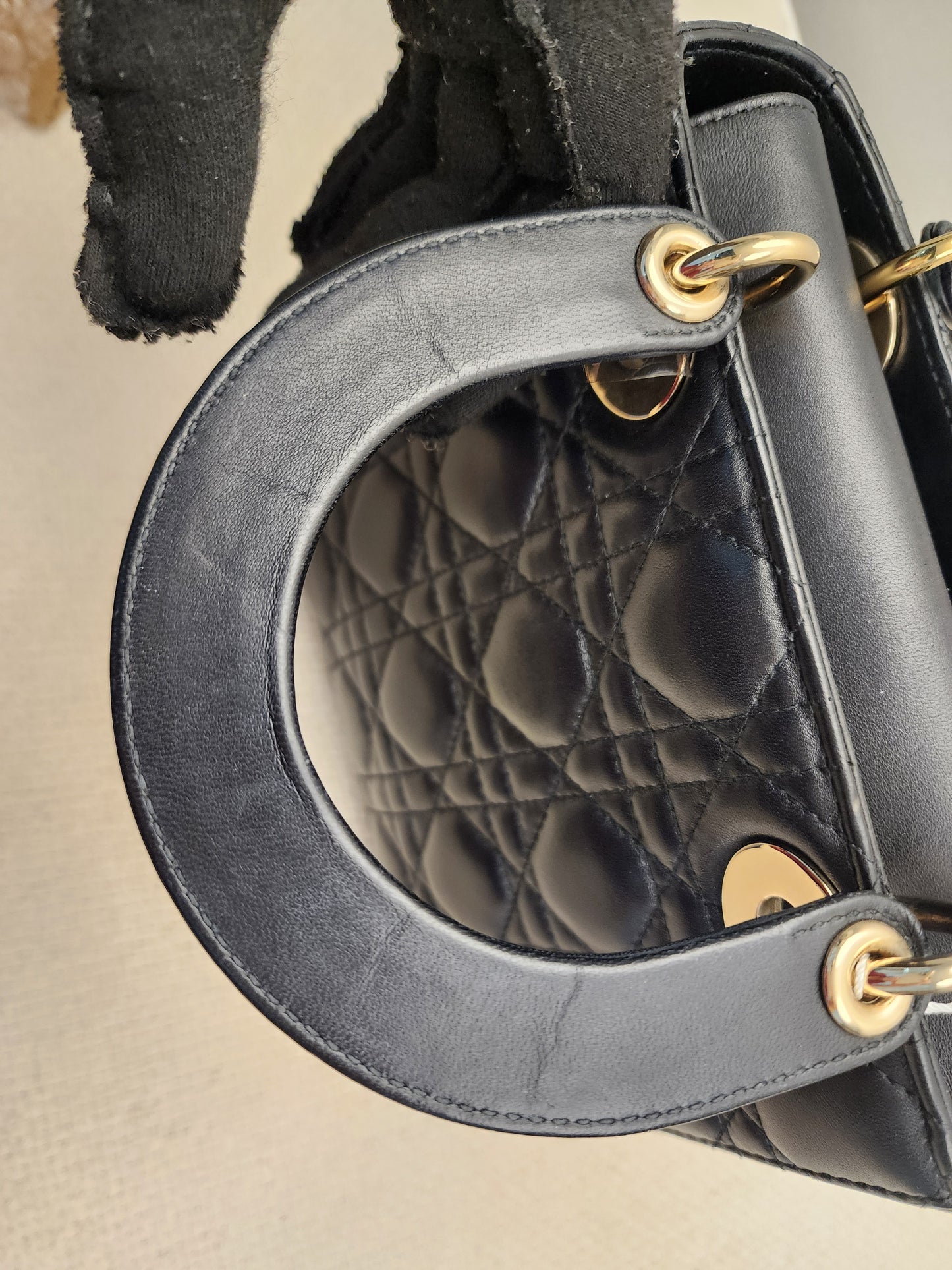 Dior Black Lambskin Small Lady Dior (GHW)