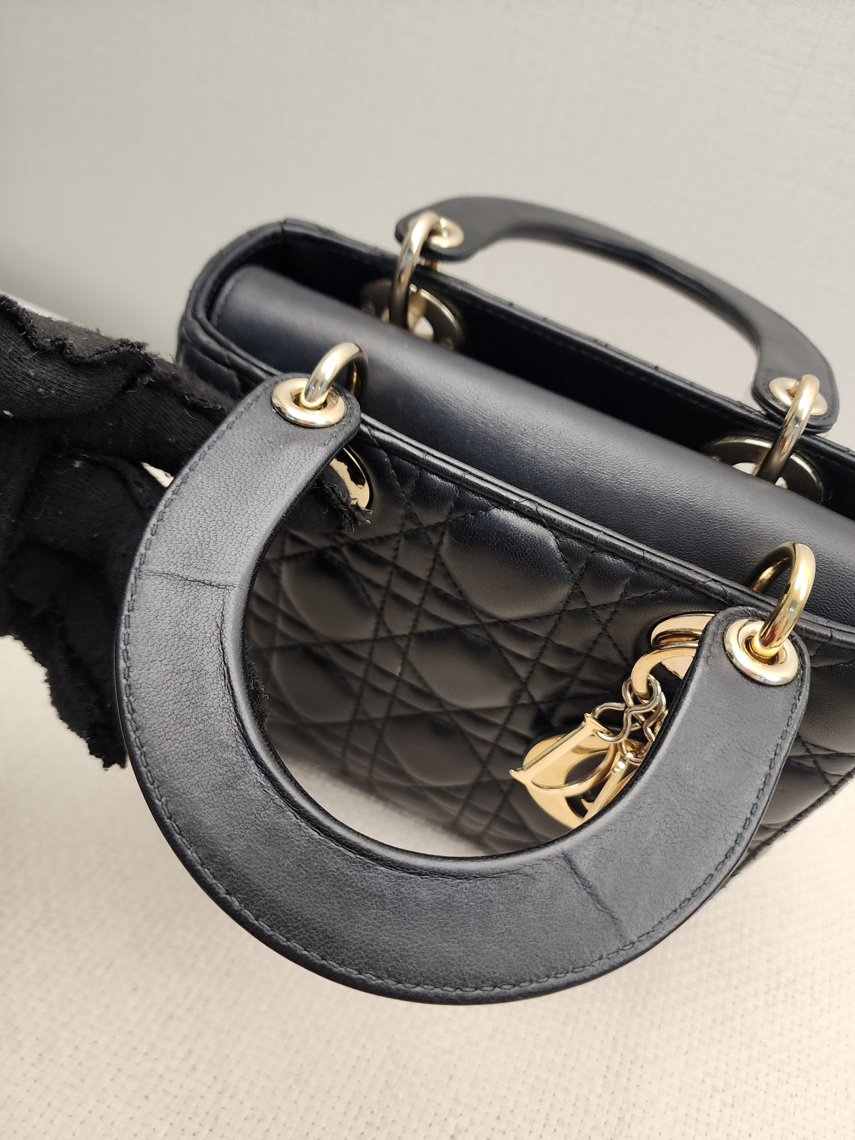 Dior Black Lambskin Small Lady Dior (GHW)