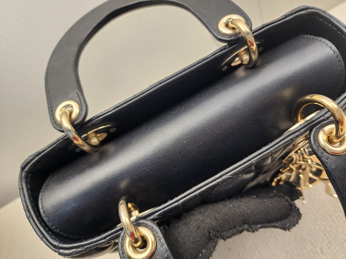 Dior Black Lambskin Small Lady Dior (GHW)