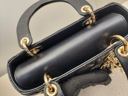 Dior Black Lambskin Small Lady Dior (GHW)