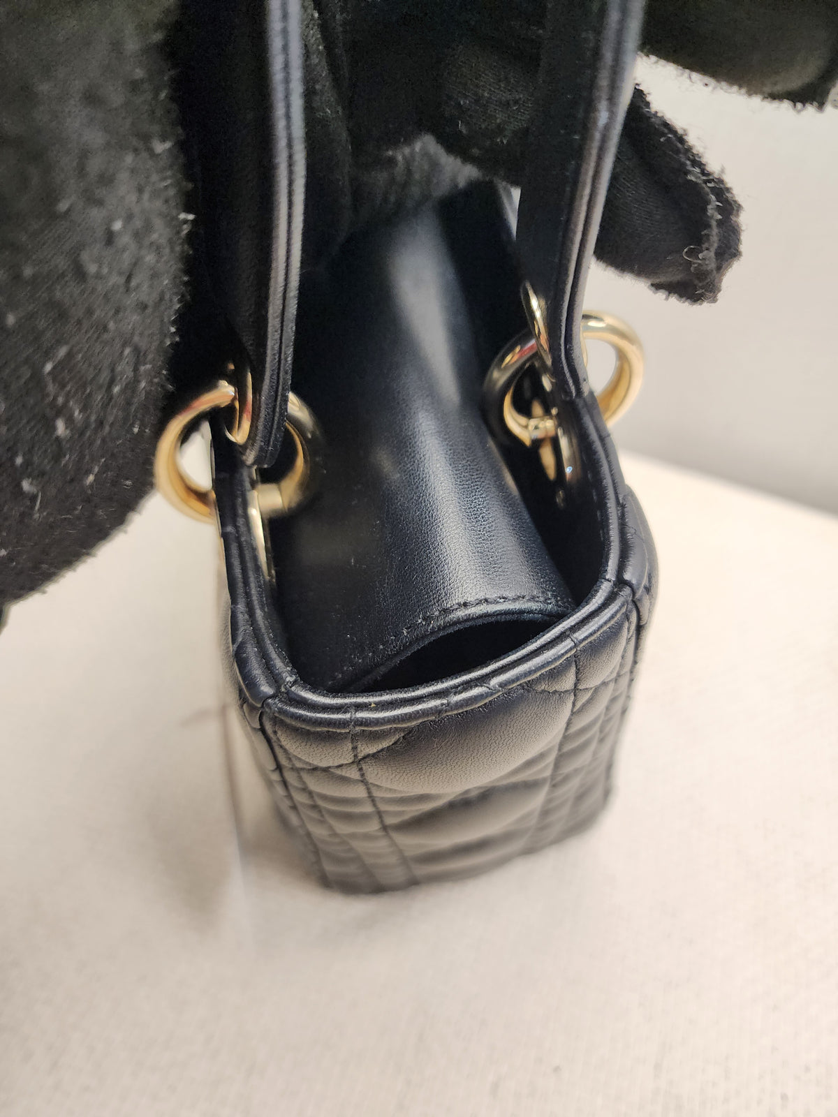 Dior Black Lambskin Small Lady Dior (GHW)