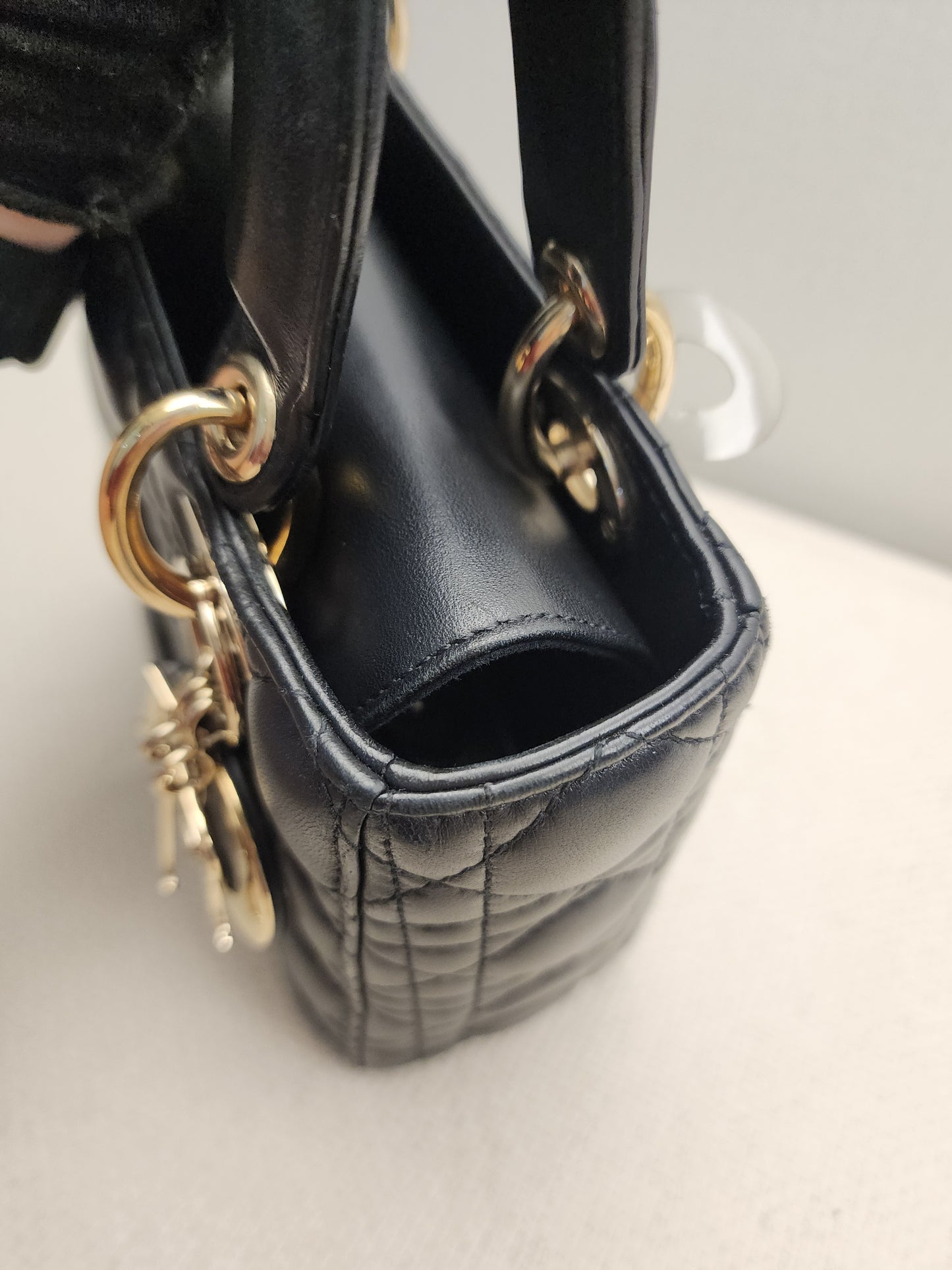 Dior Black Lambskin Small Lady Dior (GHW)