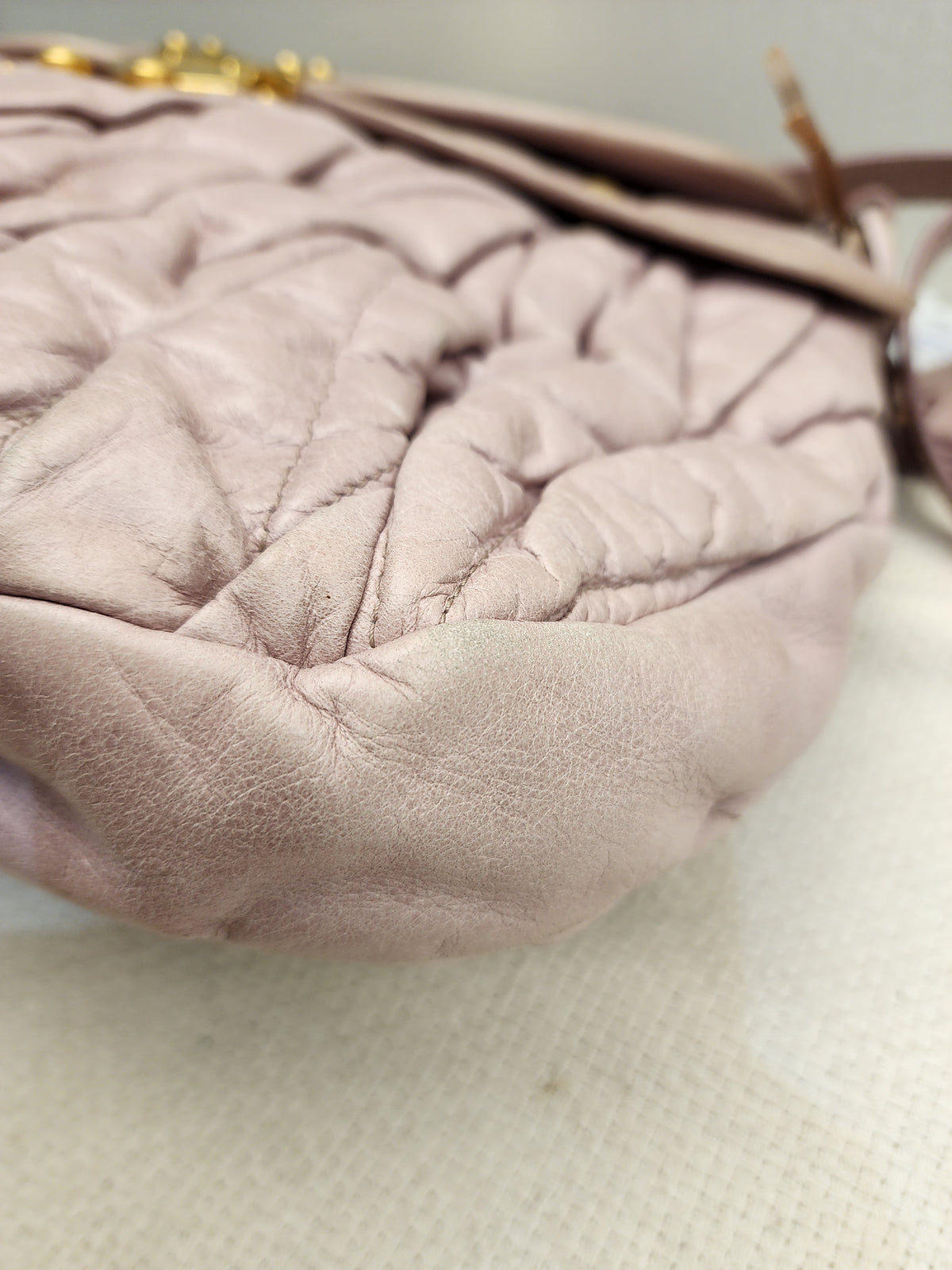 Miu Miu Pink Nappa Matelasse Coffer Hobo Bag