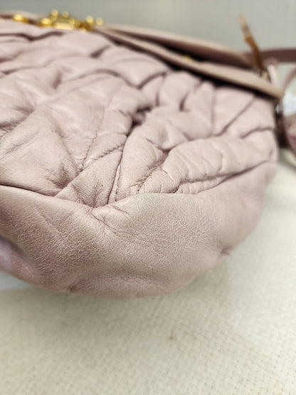 Miu Miu Pink Nappa Matelasse Coffer Hobo Bag