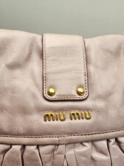 Miu Miu Pink Nappa Matelasse Coffer Hobo Bag