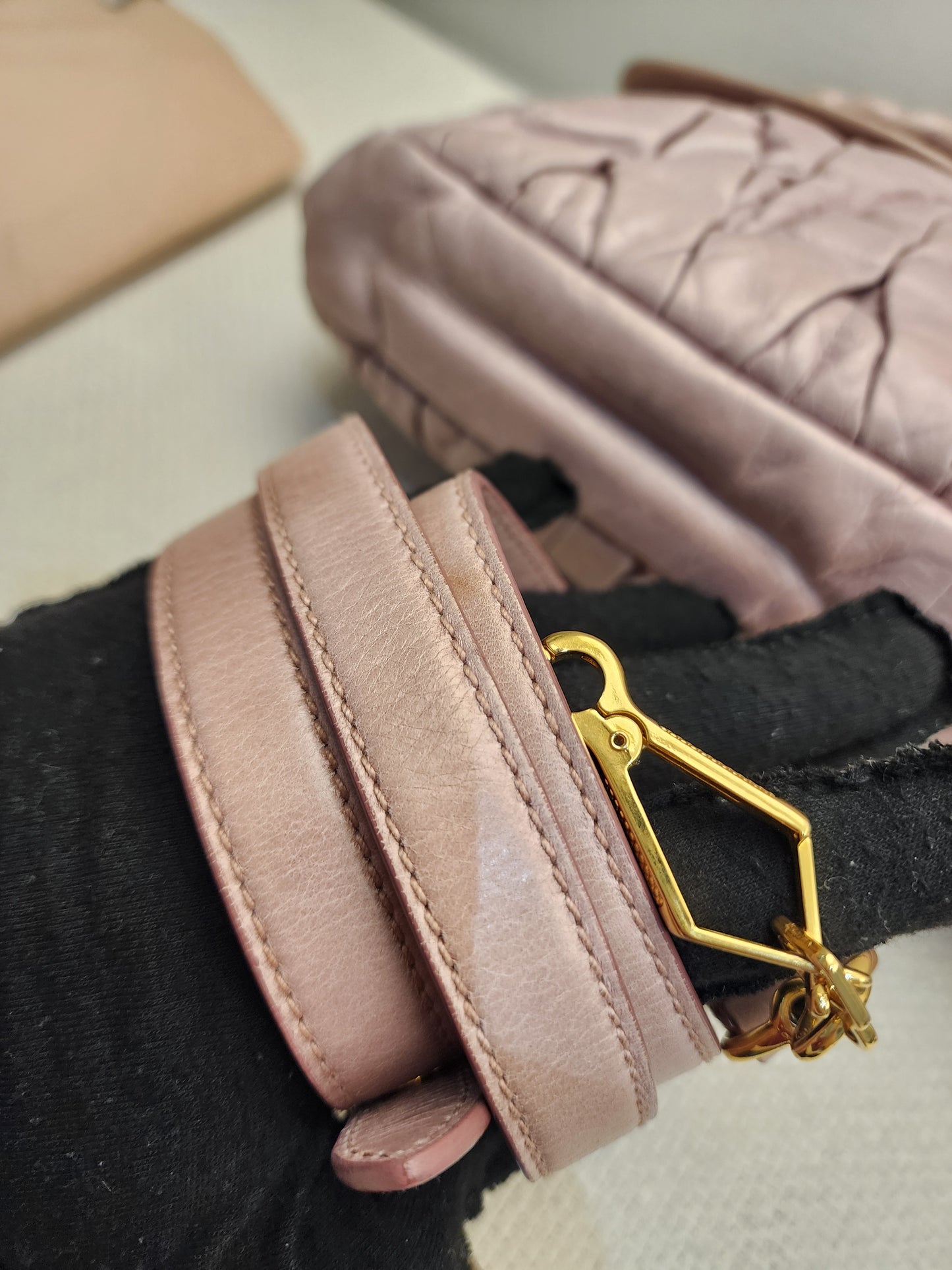 Miu Miu Pink Nappa Matelasse Coffer Hobo Bag