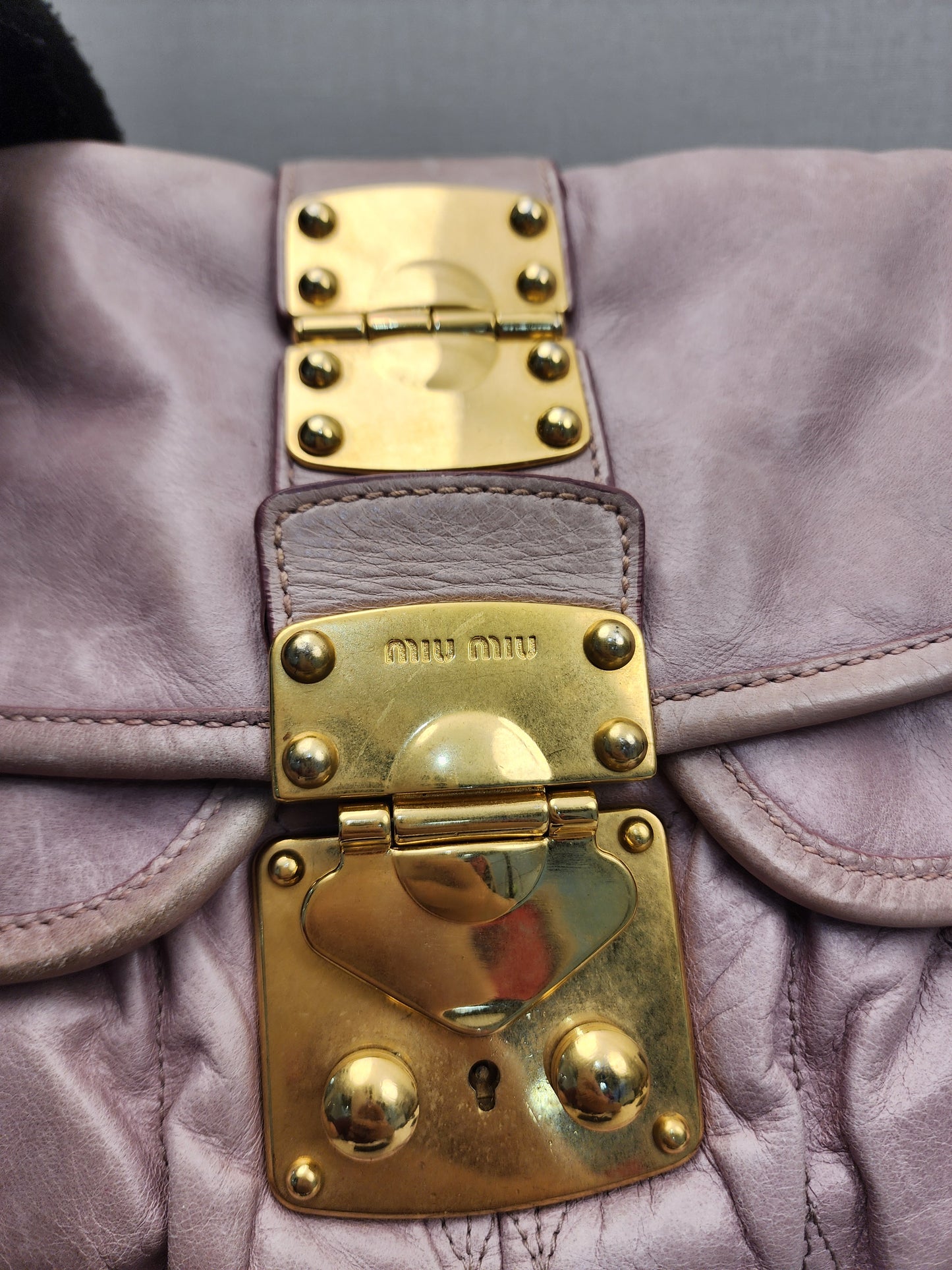 Miu Miu Pink Nappa Matelasse Coffer Hobo Bag