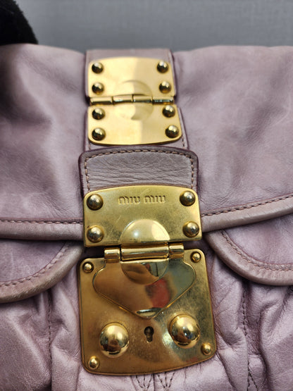Miu Miu Pink Nappa Matelasse Coffer Hobo Bag