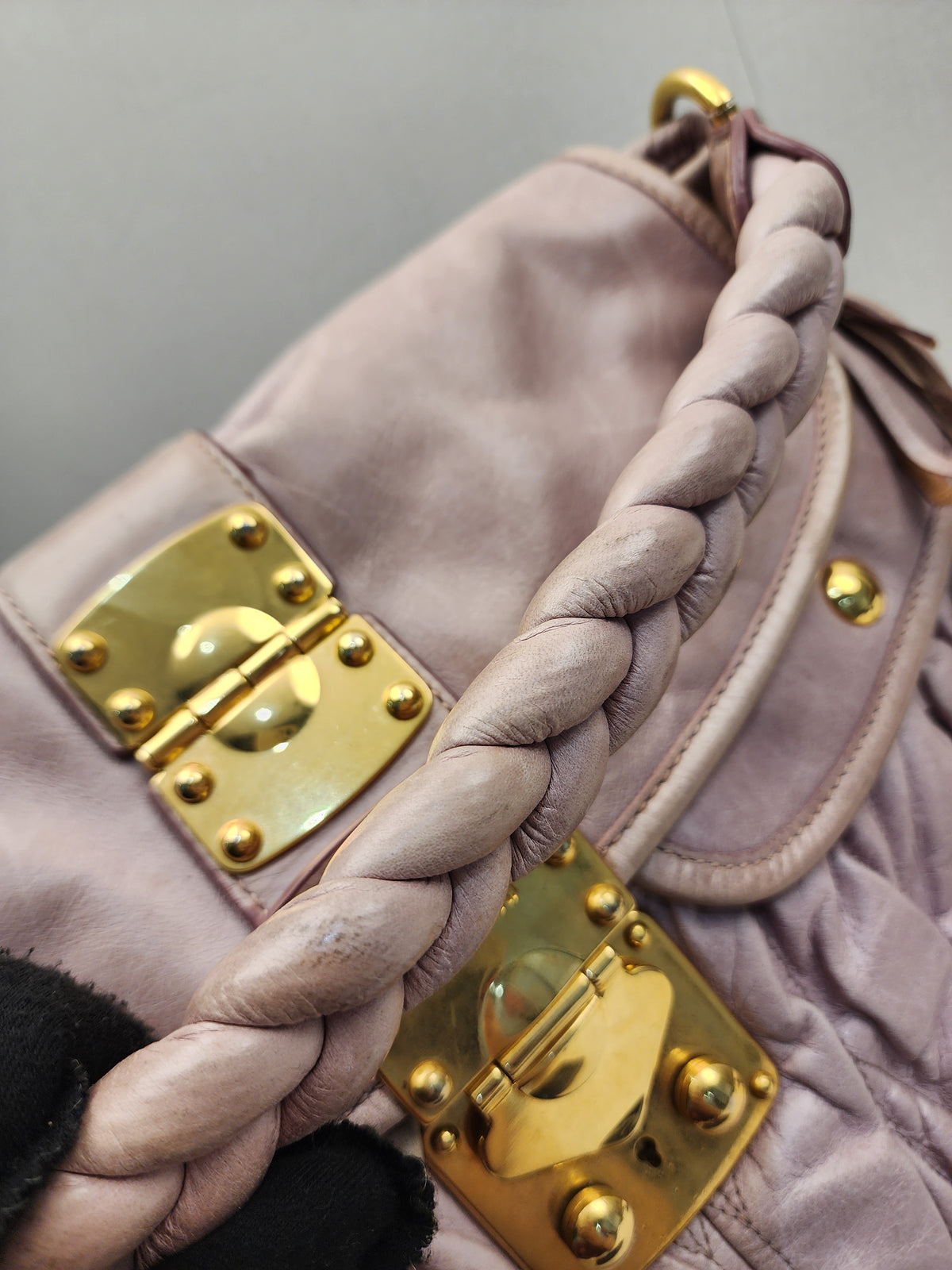 Miu Miu Pink Nappa Matelasse Coffer Hobo Bag