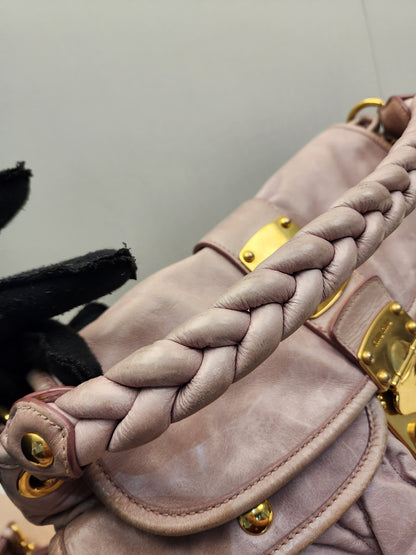 Miu Miu Pink Nappa Matelasse Coffer Hobo Bag