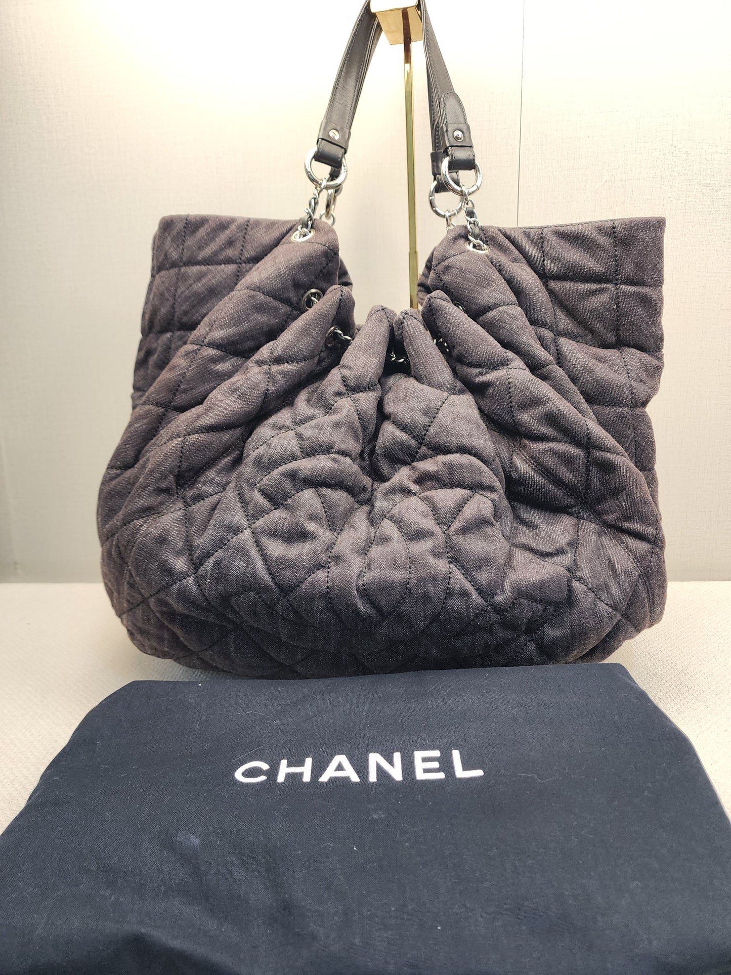 Chanel Black Denim Quilted Coco Stretch Spirit Cabas Tote (SHW)
